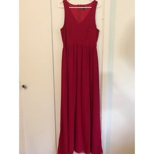 Red Ballgown with Knee High Slit